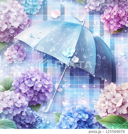 アジサイと傘のデザイン 125569078