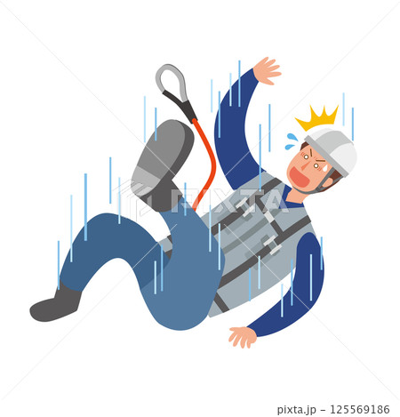転落する男性作業員 125569186