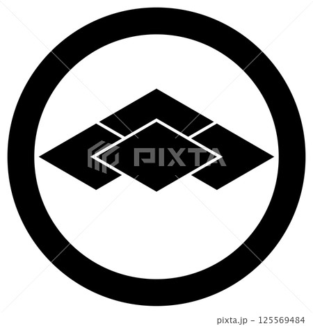 家紋です。丸に四つ重ね菱といいます。 125569484