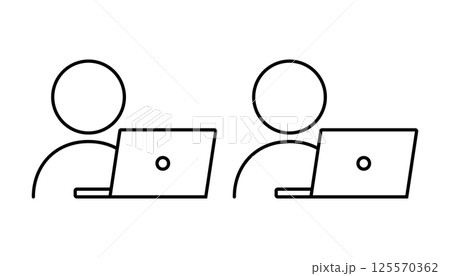 ノートパソコンを利用する人物のピクトグラム 125570362