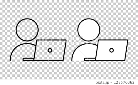 ノートパソコンを利用する人物のピクトグラム 125570362