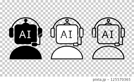 Illustration of a robot representing customer service and operators using AI Illustration of a robot representing customer service and operators using AI 125570365