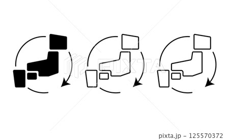 簡易的な日本の地図とそれを囲む矢印のイラスト 125570372
