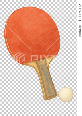 卓球ラケットとボールの水彩イラスト（スポーツ・趣味素材） 125570412