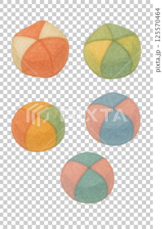 豆袋的彩色水彩插圖(老式遊戲,日本傳統遊戲材料) 豆袋的彩色水彩插圖(老式遊戲,日本傳統遊戲材料) 125570464
