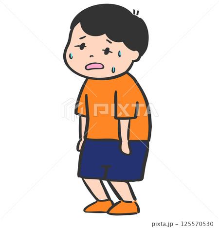 疲れている男の子の全身主線ありカラー 125570530