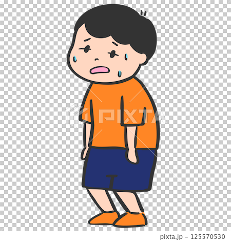 疲れている男の子の全身主線ありカラー 125570530