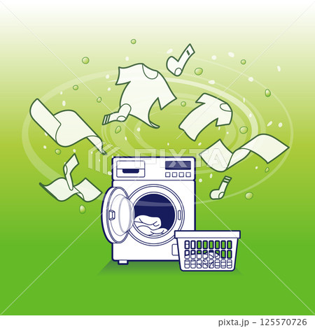 衣類と洗濯機のイラスト 衣類と洗濯機のイラスト 125570726