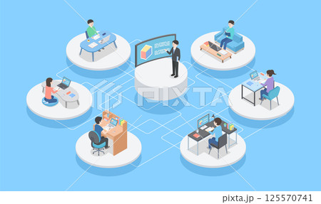 オンライン学習をイメージしたイラスト オンライン学習をイメージしたイラスト 125570741