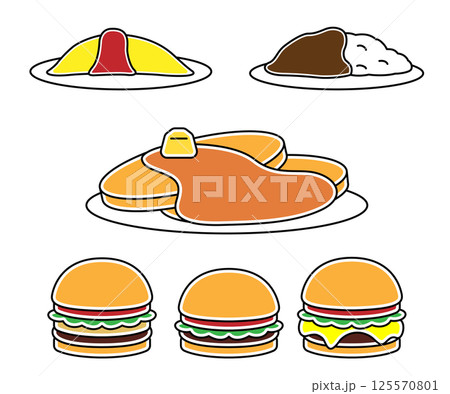 ハンバーガー オムライス カレー ホットケーキ 125570801
