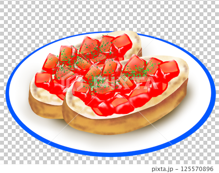 トマトのブルスケッタの手描きイラスト 125570896