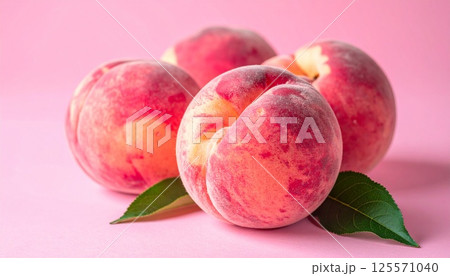 甘く瑞々しいピンクの桃5 125571040