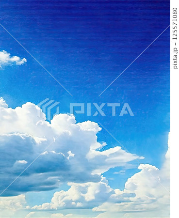 《AI画像》青い空と白い雲（水彩画風） 125571080