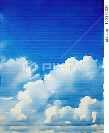 《AI画像》青い空と白い雲（水彩画風） 125571089