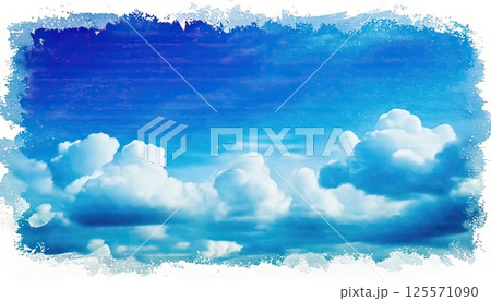 《AI画像》青い空と白い雲（水彩画風） 125571090