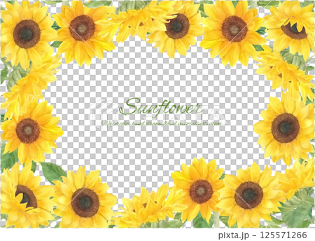 水彩で描いたひまわりのベクター装飾フレーム 水彩で描いたひまわりのベクター装飾フレーム 125571266