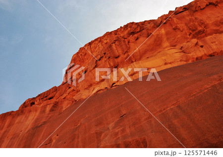 The  landscape of the Wadi Rum desert in Jordan where the most Mars like terrain on earth. 125571446