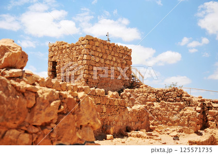The ruins of the ancient city of the state of Masada,israel 125571735