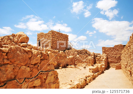 The ruins of the ancient city of the state of Masada,israel The ruins of the ancient city of the state of Masada,israel 125571736