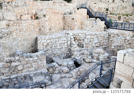 Partial photos of the ruins of the city of David in Jerusalem, Israel, taken at dusk Partial photos of the ruins of the city of David in Jerusalem, Israel, taken at dusk 125571788
