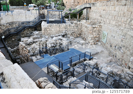 Partial photos of the ruins of the city of David in Jerusalem, Israel, taken at dusk Partial photos of the ruins of the city of David in Jerusalem, Israel, taken at dusk 125571789