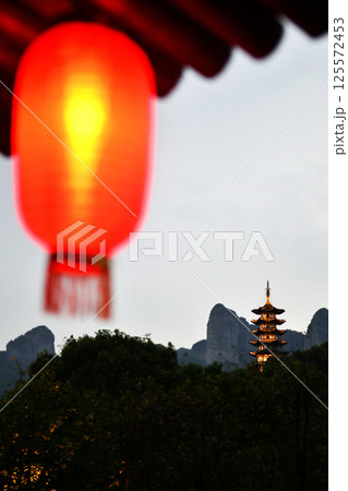 a photo of a traditional Chinese style tower 125572453