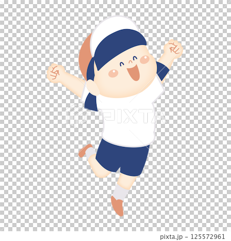 ガッツポーズの体操服の女の子のイラスト2 125572961
