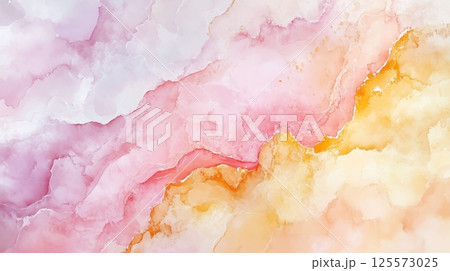 ピンクと黄色の水彩のイメージ、アブストラクト ピンクと黄色の水彩のイメージ、アブストラクト 125573025