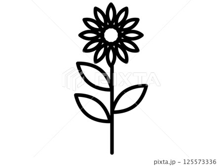 黒のシンプルな一輪の花のアイコン 125573336
