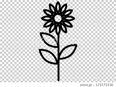 黒のシンプルな一輪の花のアイコン 125573336