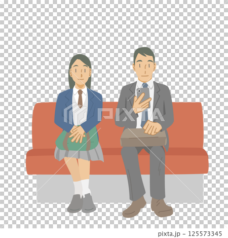A businessman and a female student sitting in a seat 125573345