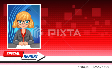 Animated News Anchor Illustration Animated News Anchor Illustration 125573599