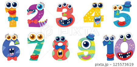 Playful Monster Numbers Vector Illustrationのイラスト素材 [125573619] - PIXTA