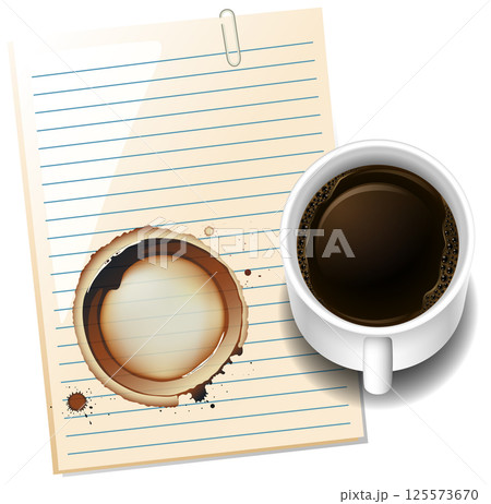 Coffee Stain on Lined Paper Coffee Stain on Lined Paper 125573670