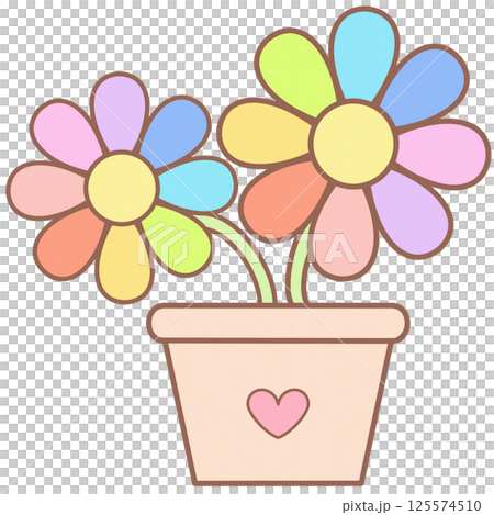 rainbow flowers in the pot pride month set 125574510