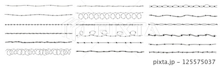Trench Warfare Silhouette Elements. Barbed Wire Elements 125575037