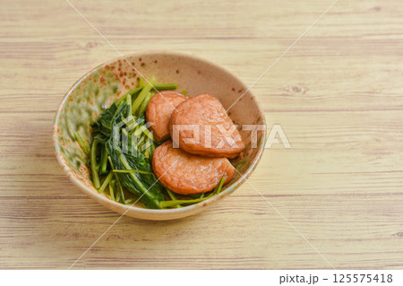 さつま揚げと水菜の煮浸し さつま揚げと水菜の煮浸し 125575418