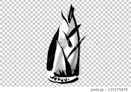 Black and white hand-drawn sumi-e bamboo shoot illustration Black and white hand-drawn sumi-e bamboo shoot illustration 125575670
