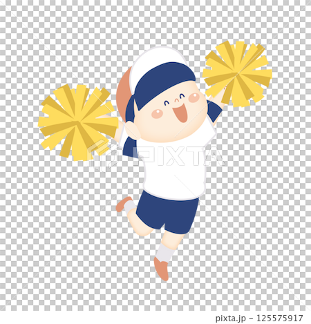 ポンポンを持って踊る体操服の女の子のイラスト1 125575917