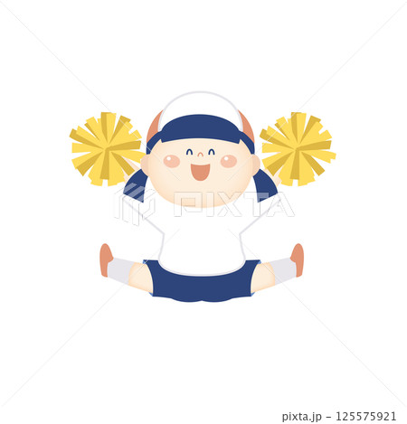 ポンポンを持って踊る体操服の女の子のイラスト3 125575921