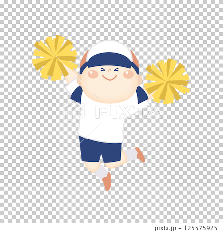 ポンポンを持って踊る体操服の女の子のイラスト5 ポンポンを持って踊る体操服の女の子のイラスト5 125575925