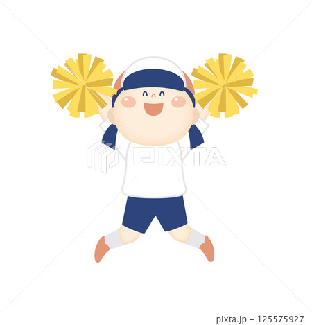 ポンポンを持って踊る体操服の女の子のイラスト6 ポンポンを持って踊る体操服の女の子のイラスト6 125575927