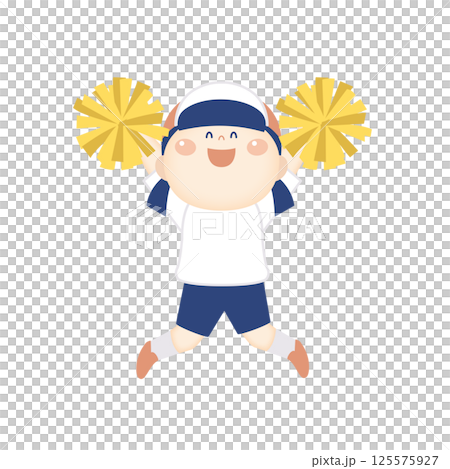 ポンポンを持って踊る体操服の女の子のイラスト6 ポンポンを持って踊る体操服の女の子のイラスト6 125575927