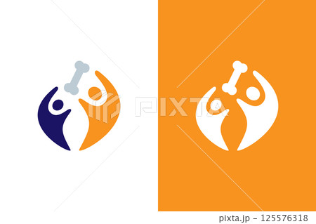 Bone with human logo combination. Unique internal organ logotype design template. Bone with human logo combination. Unique internal organ logotype design template. 125576318