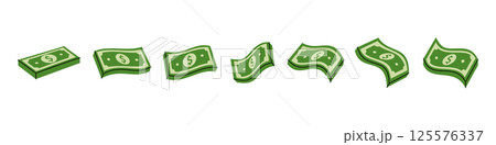 Set of dollar banknotes. Finance, investment, business concept. Vector illustration. 125576337