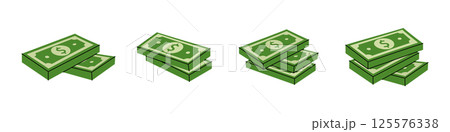 Set of dollar bills. Finance, investment, business concept. Vector illustration. 125576338
