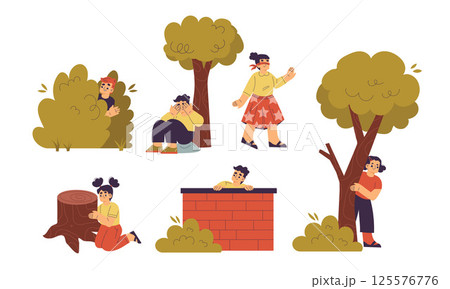 Children Engaging in Play within Nature Experiencing Joyful Outdoor Adventures All Around Children Engaging in Play within Nature Experiencing Joyful Outdoor Adventures All Around 125576776