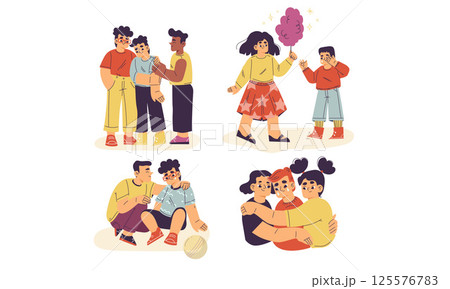 Vibrant Illustrations of Diverse Children Playing and Celebrating Together Joyfully Vibrant Illustrations of Diverse Children Playing and Celebrating Together Joyfully 125576783