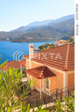 Houses roof on greek seaside Houses roof on greek seaside 125576934