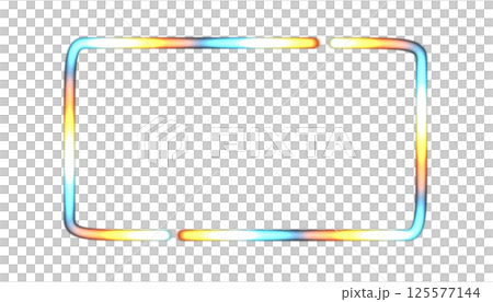 Laser rectangle frame, neon border. transparent Electric lights horizontal glow outline shape or glowing lines. Abstract background with space for your text. Png 125577144